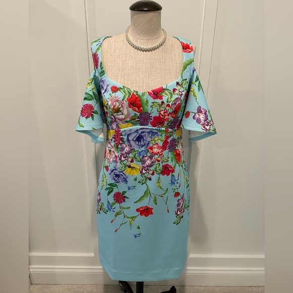 Boston Proper Garden Row Placed Print Cold Shoulder Scuba Dress - NWT - Picture 2 of 6